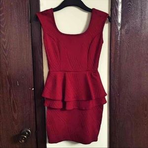 Windsor Texture Red Peplum Dress